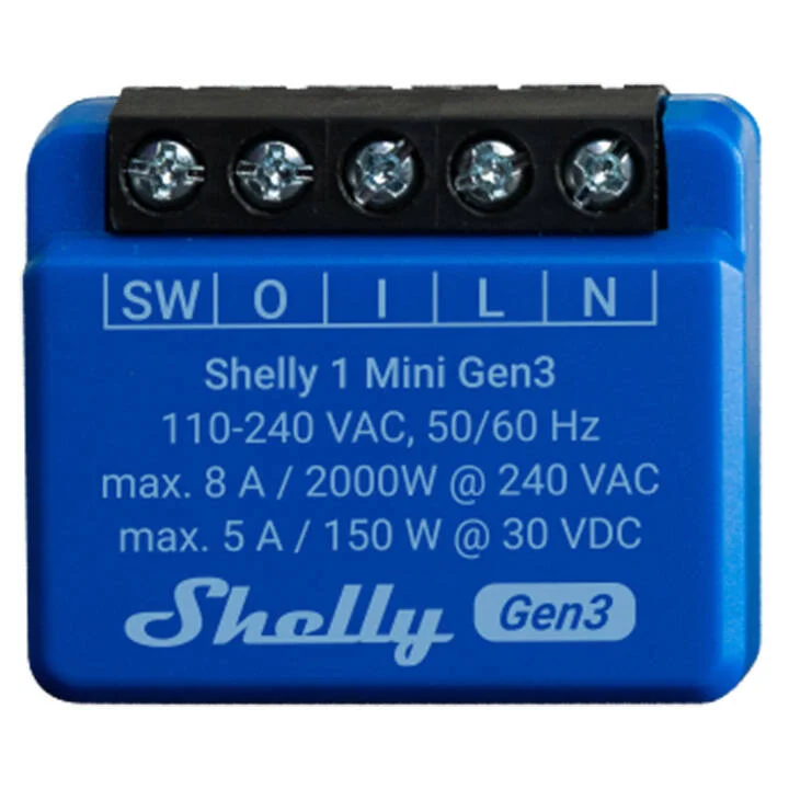 Shelly Smart Mini Wi-Fi Relay Gen3 (1 Channel, 8A)